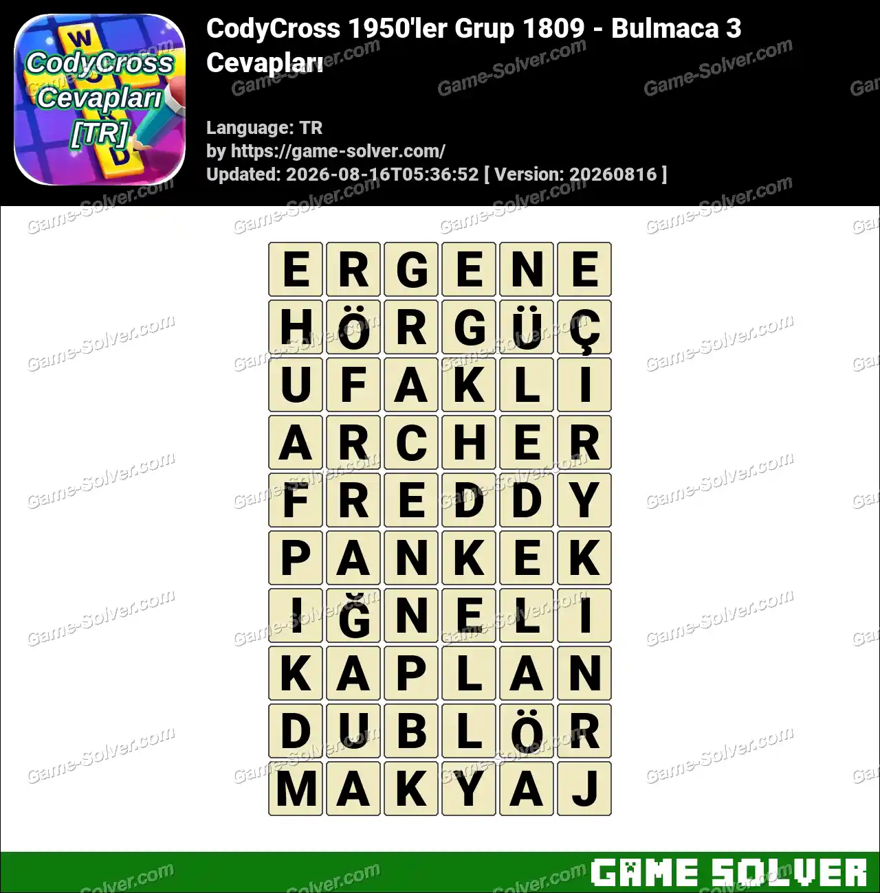 CodyCross 1950’ler Grup 1809 – Bulmaca 3 Cevapları